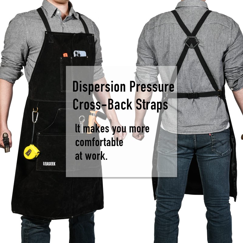 LeaSeek Leather Welding Apron,Heat & Flame-Resistant Heavy Duty Work Aprons