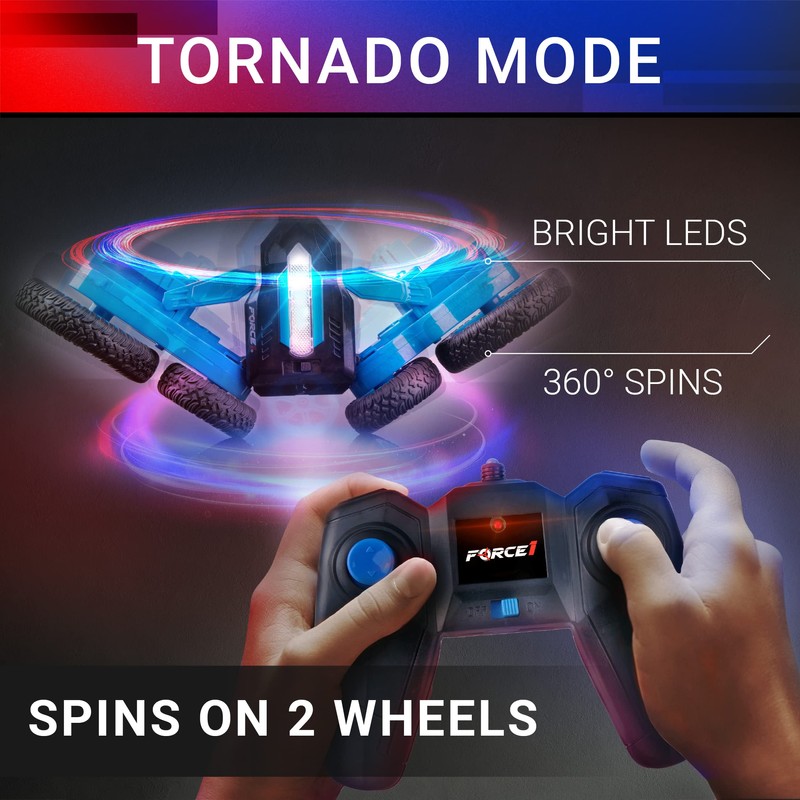 Force1 Tornado Red LED Remote Control Car for Kids- Double