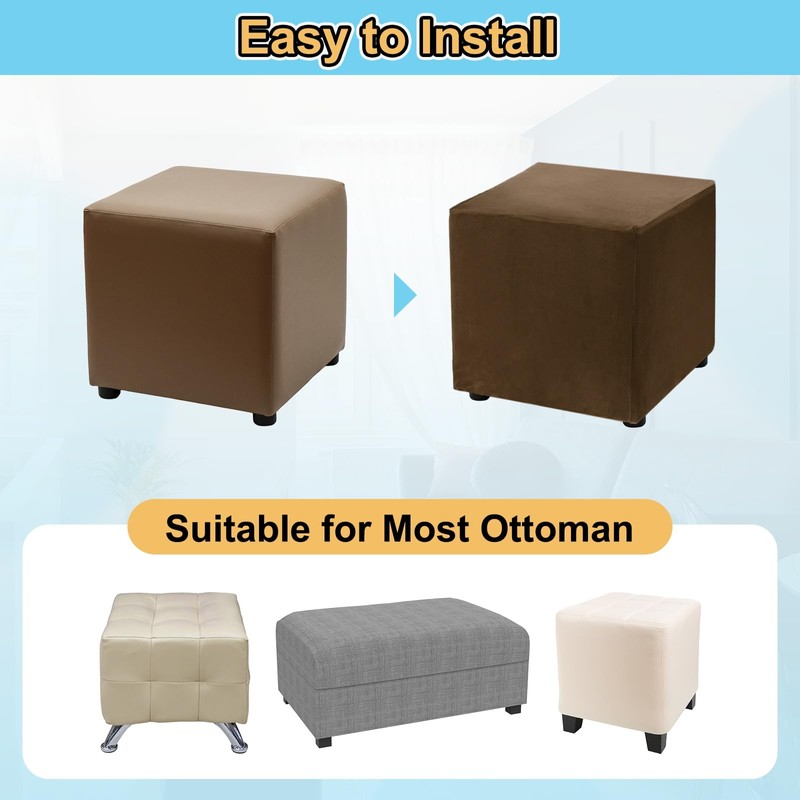 sourcing map Stretch Foot Stool Cover Rectangular Square Foot Stool