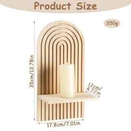 Pyuyan Pack of 2 Boho Rainbow Wooden Wall Shelves, Boho Wall Shelf, Rainbow, Decorative Aesthetic Wooden Shelf, Wooden Boho Wall Decoration, for Flower Pots, Books, Candles, Living Room, Bedroom