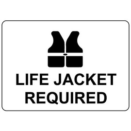 Aluminum Horizontal Metal Sign Multiple Sizes Life Jacket Required Black Personal Protection & Labels with Border Weatherproof Street Signage 14x10Inches