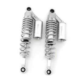 Silver & Chrome Remote Reservoir Motorcycle Shocks - Eye To Eye - 340mm - 350mm