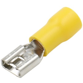 Heschen Female Quick Disconnect Vinyl Insulated, FDD5.5-250, 6.3 x 0.8mm Cable Terminal, for 4-6mm² (12-10 AWG), Yellow, 100Pack