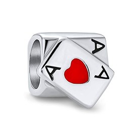 Winner Casino Poker Playing Aces Card Game Ace Of Hearts Charm Bead For Women For Teen .925 Sterling Silver Fits European Bracelet