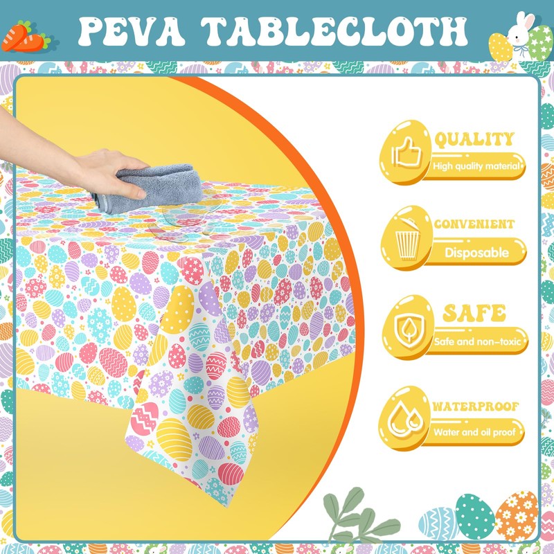 BFB Easter Egg Tablecloths Disposable 54 x 108 Inch Party