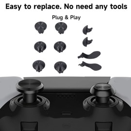 XUMIUZIY Metal Thumbsticks for PS 5 Edge Controller, 6Pcs Metal Joystick Caps + 4Pcs Metal Back Paddles, Interchangeable Analog Stick Joystick Caps with Paddles for PS 5 Edge Controller