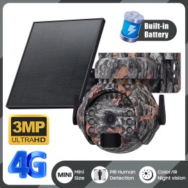 Cámara Solar Exterior SecTec 4G PTZ 3MP con Visión Nocturna Camuflaje