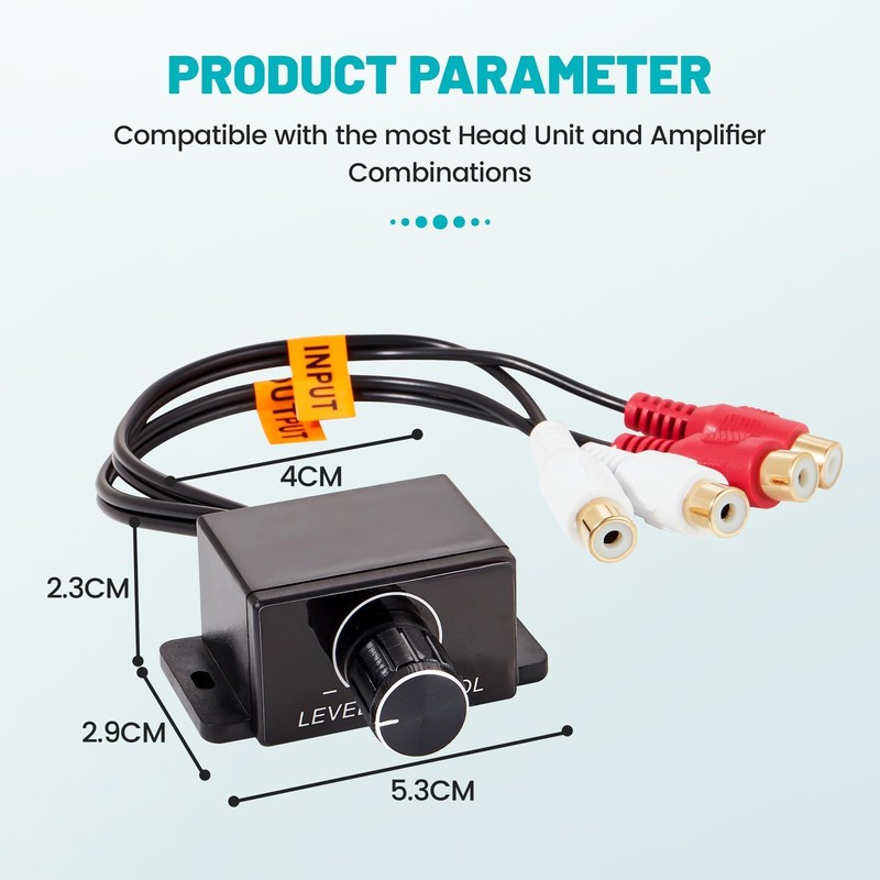 NuIth Universal Car Amplifier RCA Level Controller, Car Audio Bass