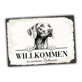 siviwonder Dog Sign Welcome Home Magyar Vizsla No.2 Dog Sign Saying Door Sign Warning Sign Hungary Gift Idea Beautiful Saying Dog Motif Aluminium Weatherproof Dog Sign