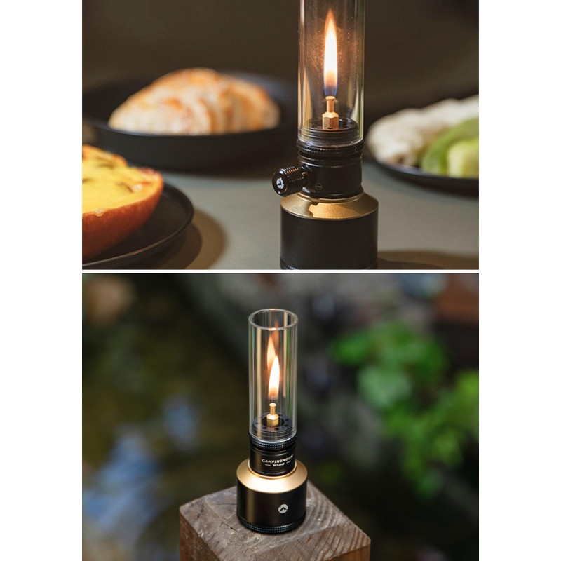 CAMPINGMOON Camping Gas Lantern Gas Candle with Empty Tank Black