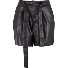 Urban Classics Women's Shorts, Women's Synthetic Leather Shorts, Women's Shorts Made of Faux Leather, Leather Hotpants, Loose Fit, black, 31