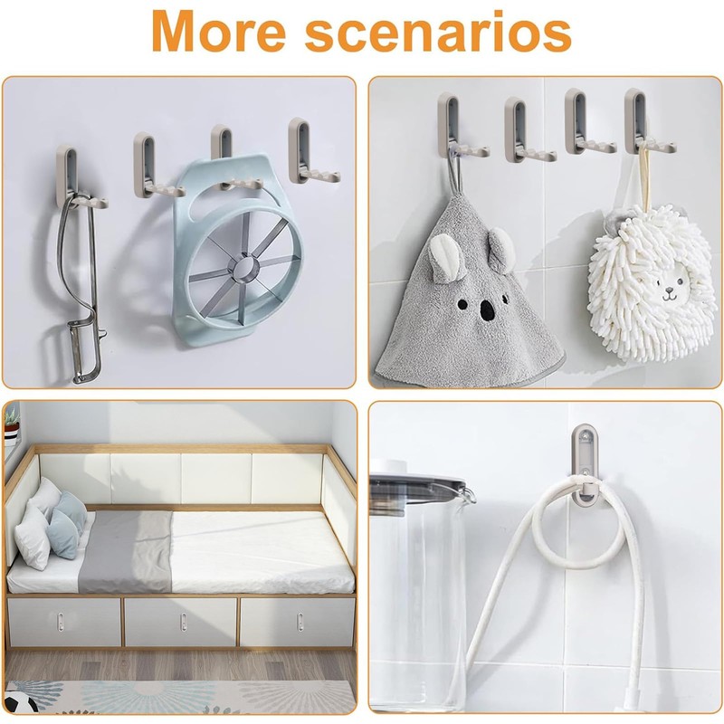 MOROBOR Elliptical Foldable Wall Hook, Zinc Alloy Foldable Invisible Non-Slip