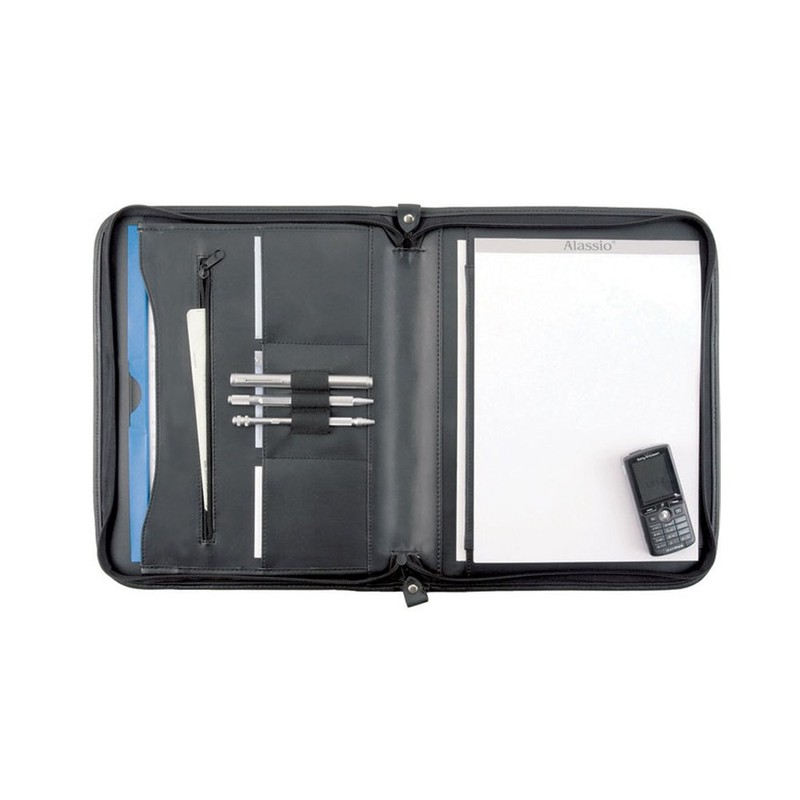 Alassio Conference Folder Zipped 3 Compartments A4 Leather-look Black Ref