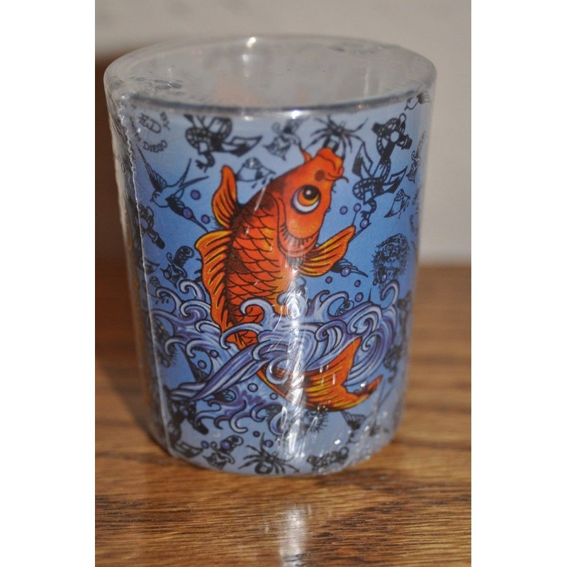 3 Ed Hardy Large Round Shot Glass SCENTED CANDLES tealight