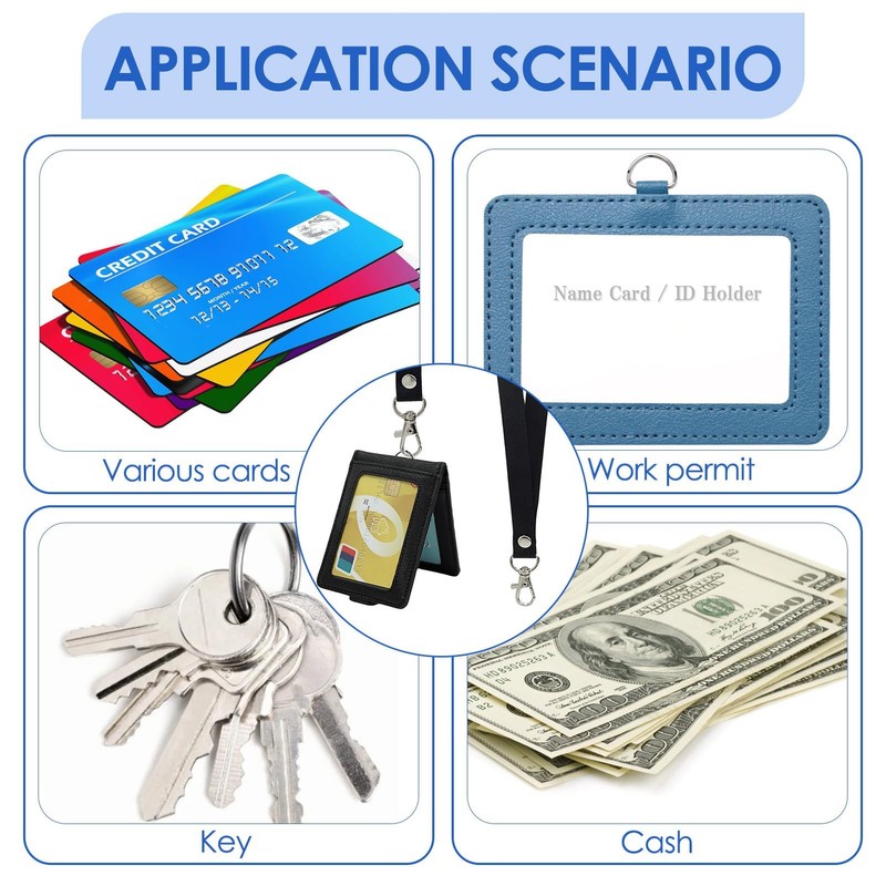 EuAcesry PU ID Card Holder, Leather ID Card Holder with