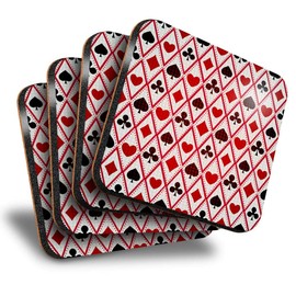 Destination Vinyl ltd Great Coasters (Set of 4) Square - Playing Cards Hearts Spades Drink Glossy Coasters/Tabletop Protection for Any Table Type #3724
