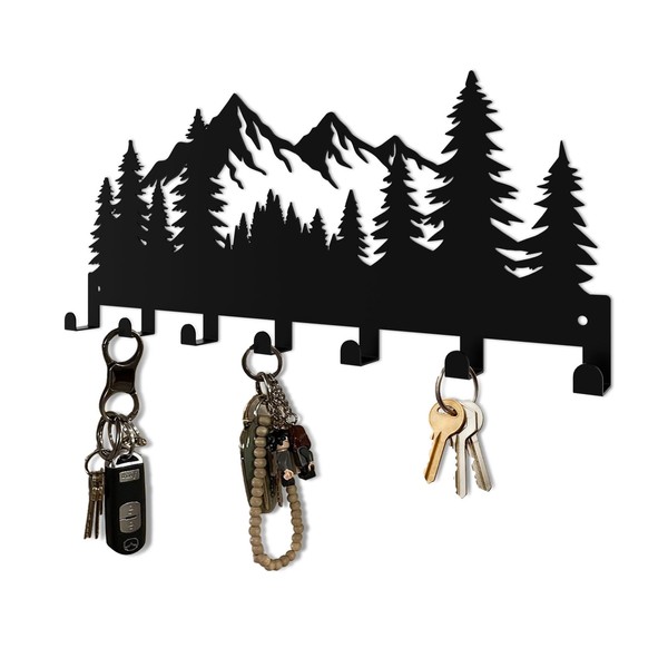 Key Holder Wall Mounted Key Hooks, Black Metal Key Rack