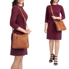 STILORD 'Cecilia' Kleine Umhängetasche Damen Elegante Handtasche Schultertasche Crossbody Bag Ausgehtasche Vintage Echtleder, Farbe:arona - braun