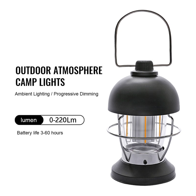 2000mAh LED Camping Lantern Retro Rechargeable Camping Lights Portable Tent