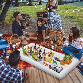 MorTime MorTime 4 PACK Inflatable Ice Serving Bar, 53"x25" Pool Party Buffet Drink Cooler, Ice Tray Food Drink Containers for Summer Parties