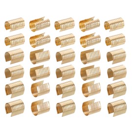 PATIKIL 3 Size Leather Rope Clip, 120Pcs Metal Cylindrical Crimp Tubes Foldable End Cap Opening Crimps Fastener for Jewelry Making Tassel Leather Cords DIY Craft, Light Gold