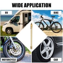 X AUTOHAUX 1 Set 4.72" Dually Valve Stem Extenders Straight Dual Tire Valve Extension for Car Truck RV Pickup Motorcycle Gold Tone