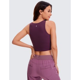 CRZ YOGA Womens Butterluxe Double Lined Cropped Tank Tops High Neck Racerback Tanks Sleeveless Casual Workout Crop Top Deep Purple Medium