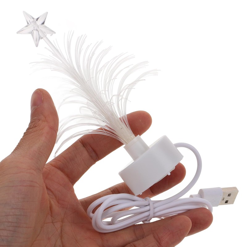 minkissy 2pcs Mini Christmas Tree USB Connection LED Fiber Optic