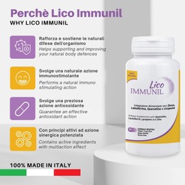 Lico Immunil Immune System Support Supplement | Quercetin, Lactoferrin, Zinc, Lycopene | Natural Immune Support | Immune Booster | 30 Vegetables Caps