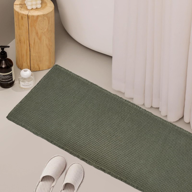 ZALL Waffle Bath Mat,Super Absorbent Non Slip Long Bathroom Runner