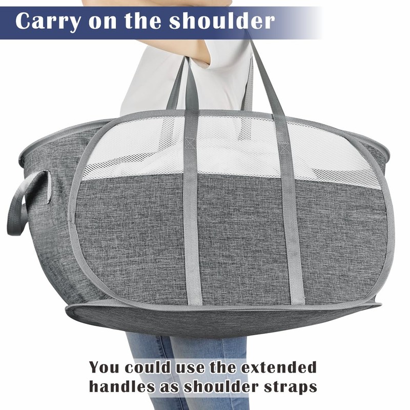 BOSNONA 2 Pack Large Collapsible Laundry Baskets 74L Pop Up