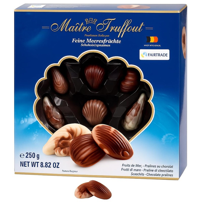 Maître Truffout Belgian Seashells Chocolate Pralines, Candy Gift Box, 250g
