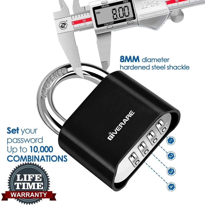 2 Pack 4-Digit Combination Lock, Heavy Duty Padlock Metal, Outdoor