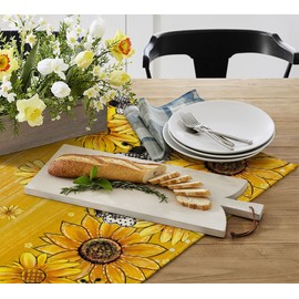 Artoid Mode Yellow Sunflower Bees Spring Table Linen, Seasonal Summer Kitchen Table Decoration, Indoor, Holiday, Party Decor, 85 x 85 cm