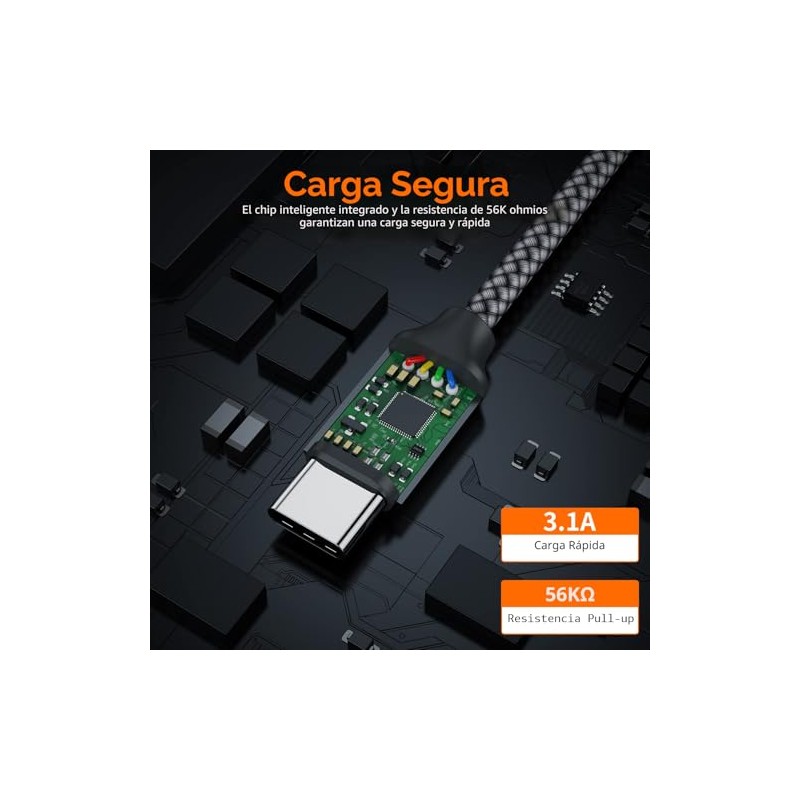 Cable USB tipo C, USB A a USB C 3A