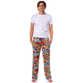 The Simpsons Lounge Pants Men's Krusty Clown Inspired Design Adult Sleep Pajamas (X-Large)