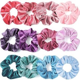 Kusport Women's Scrunchies, 12-Piece Velvet Scrunchies, Soft Ponytail Holders, Cute Colorful Elastic Headbands