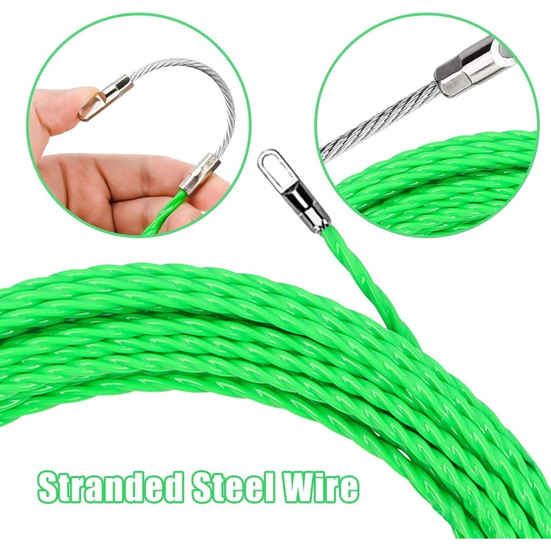 BILIPLE Fish Tape Cable Puller 15M/50FT Width 4mm Polyester Wall