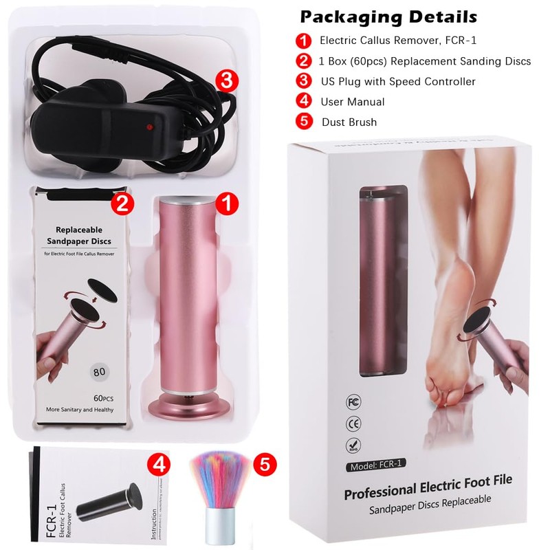 Electric Callus Remover for Feet Adjustable Speed, Powerful Foot Scrubber