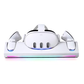[For Meta Quest3 Only] Place VR Charging Stand 3 Dock Accessory Desktop Headset Controller Holder TypeC Fast Charging LED Light Included
