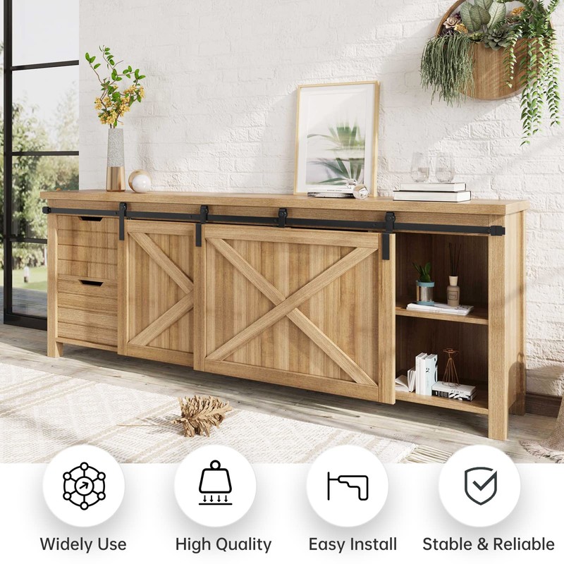 EaseLife 7 FT Mini Cabinet Bypass Sliding Barn Door Hardware