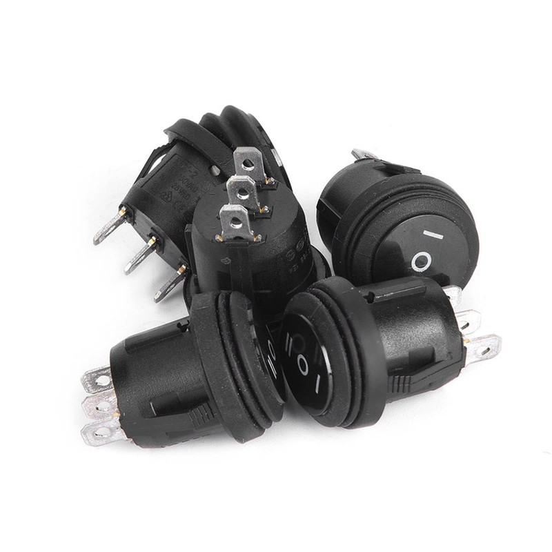 5 Pcs 3 Position On/Off/On Round Toggle Switch Black Boat