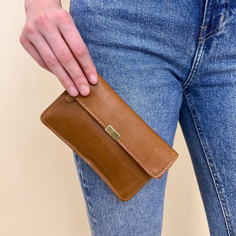 Gusti Rani Leather Wallet Purse Clutch Women's Vintage Leather Brown,