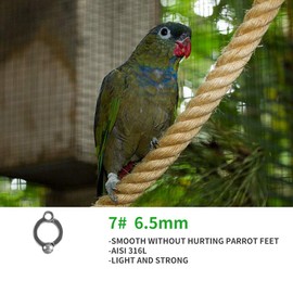 VINGNUT Bird Foot Rings AISI 316L Stainless Steel Bird Harness Outdoor Parrots Leg Ring Outdoor Fly Training Activity Opening Clip Accessories for Parrots(6.5mm)