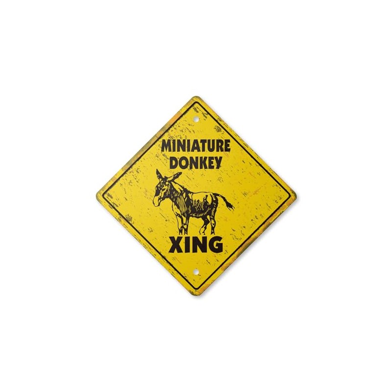 Miniature Donkey Vintage Crossing Sign Zone Xing | Indoor/Outdoor Plastic