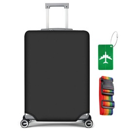 flintronic Elastic Travel Suitcase Protective Cover, Luggage Cover, Luggage Cover for Travel Luggage Protective Cover, Includes Luggage Tag x 1 + Luggage Strap x 1, #2 Black