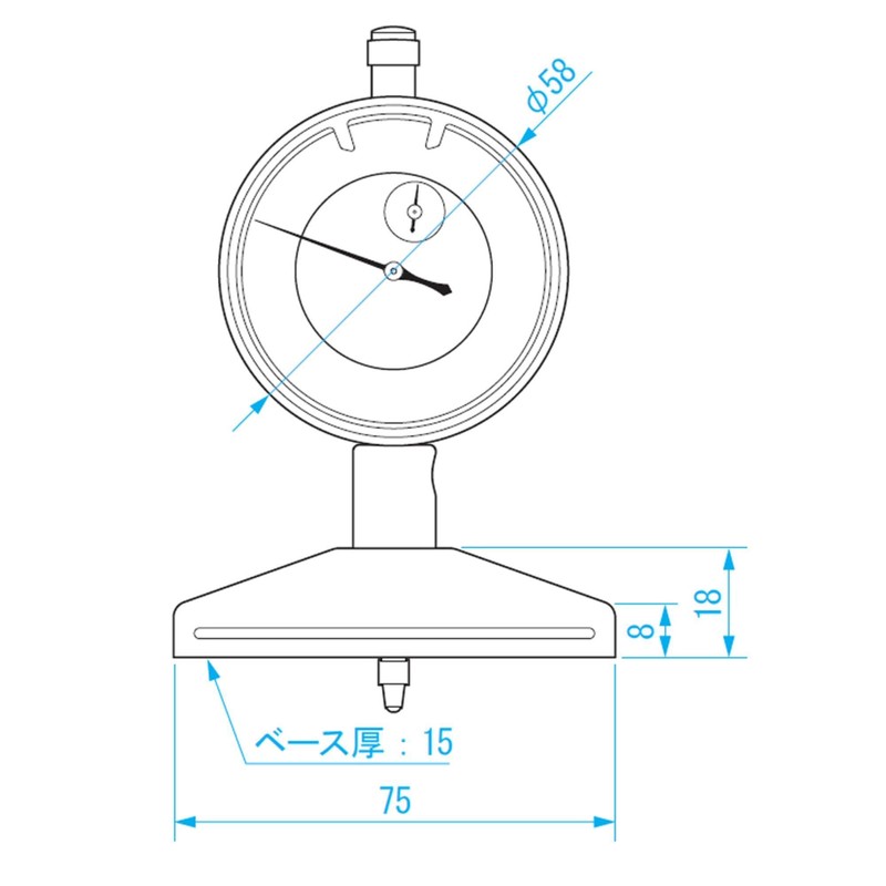 Niigata Seiki SK DD-205 Dial Depth Gauge, Max 8.1 inches