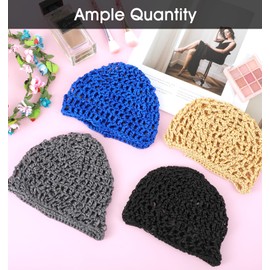 4 Pcs Crochet Hair Net, Reusable Elastic Hair Net for Sleeping, Women Silk Press, (4 Colors)