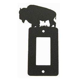 Buffalo Bison Single Gang Light Switch, GFCI Power Outlet, Wall Plate (Single Rocker (GFCI), Black)