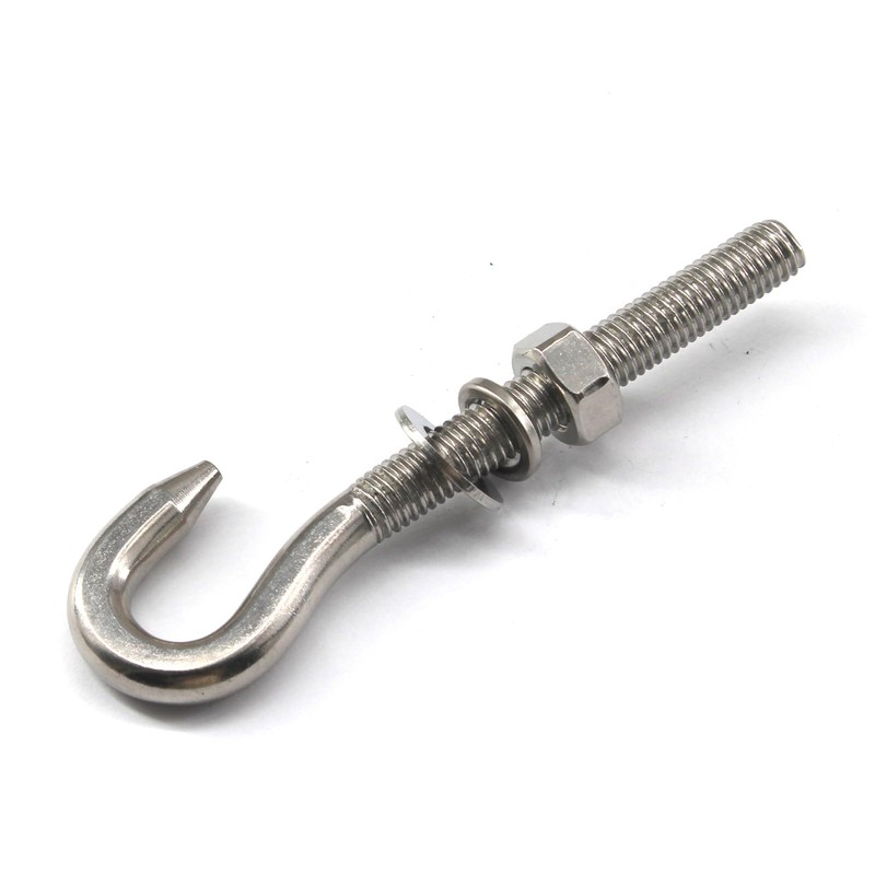 (6 Pieces) M10 Heavy Duty Thread Eye Hook 304 Stainless